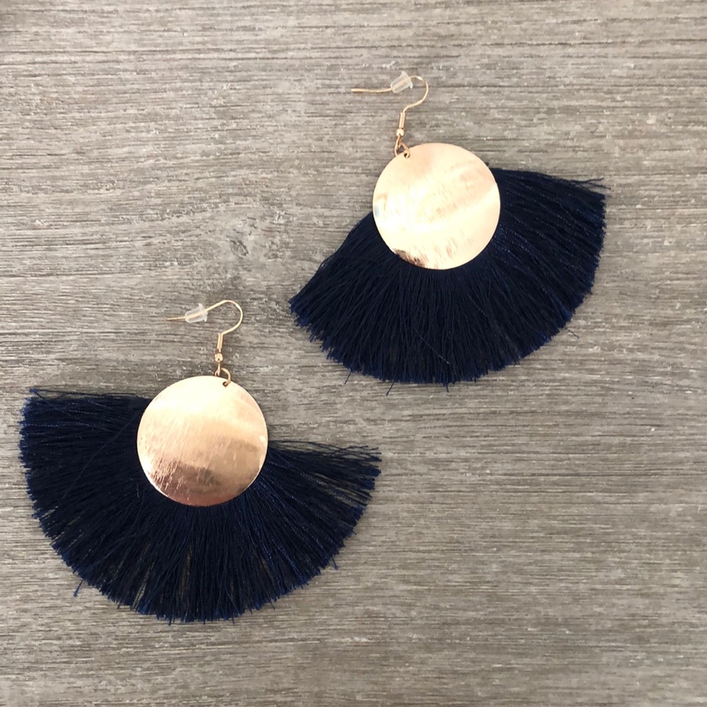 Statement Earrings, Navy
